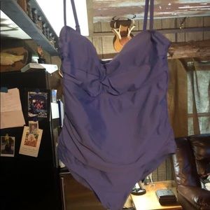 blue one piece bathing suit